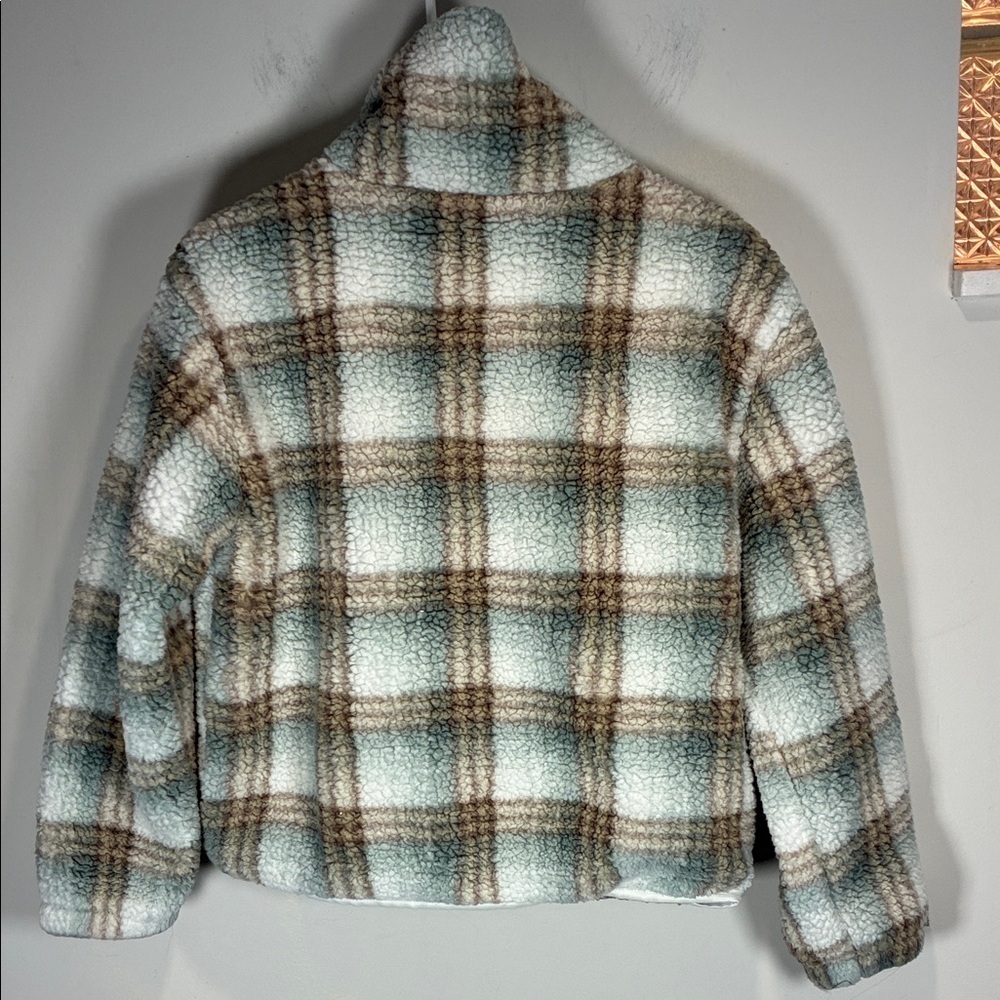 Lazy Sundays Plaid Sherpa Fleece Quarter Zip Pullover Cozy Cabin Size M - Picture 5 of 8